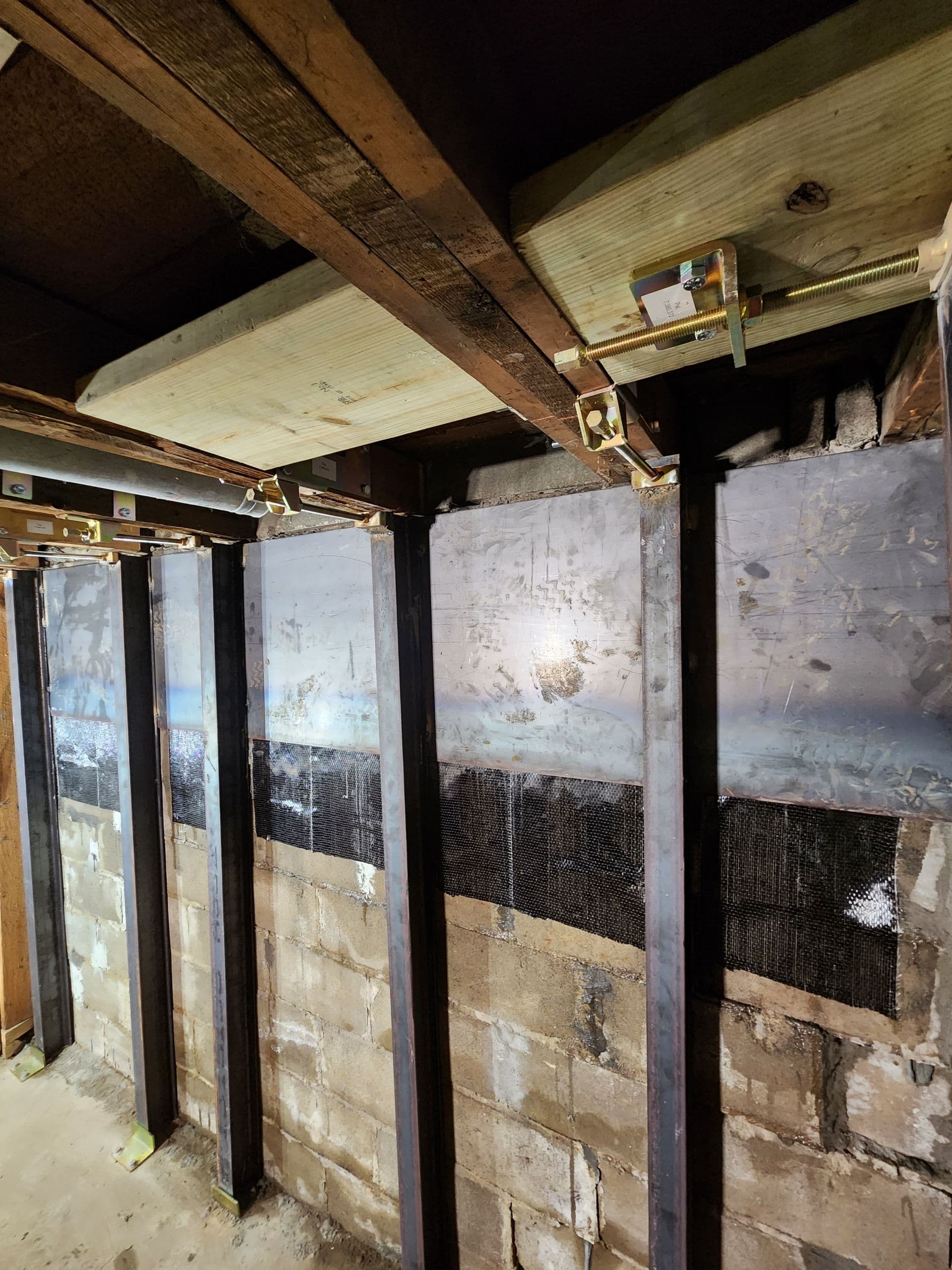 Gallery photos for Bowing Block Wall Stopped Cold With Steel Reinforcement: Image #1