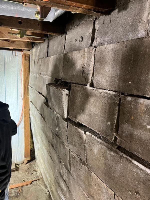 Bowing Block Wall Stopped Cold With Steel Reinforcement image