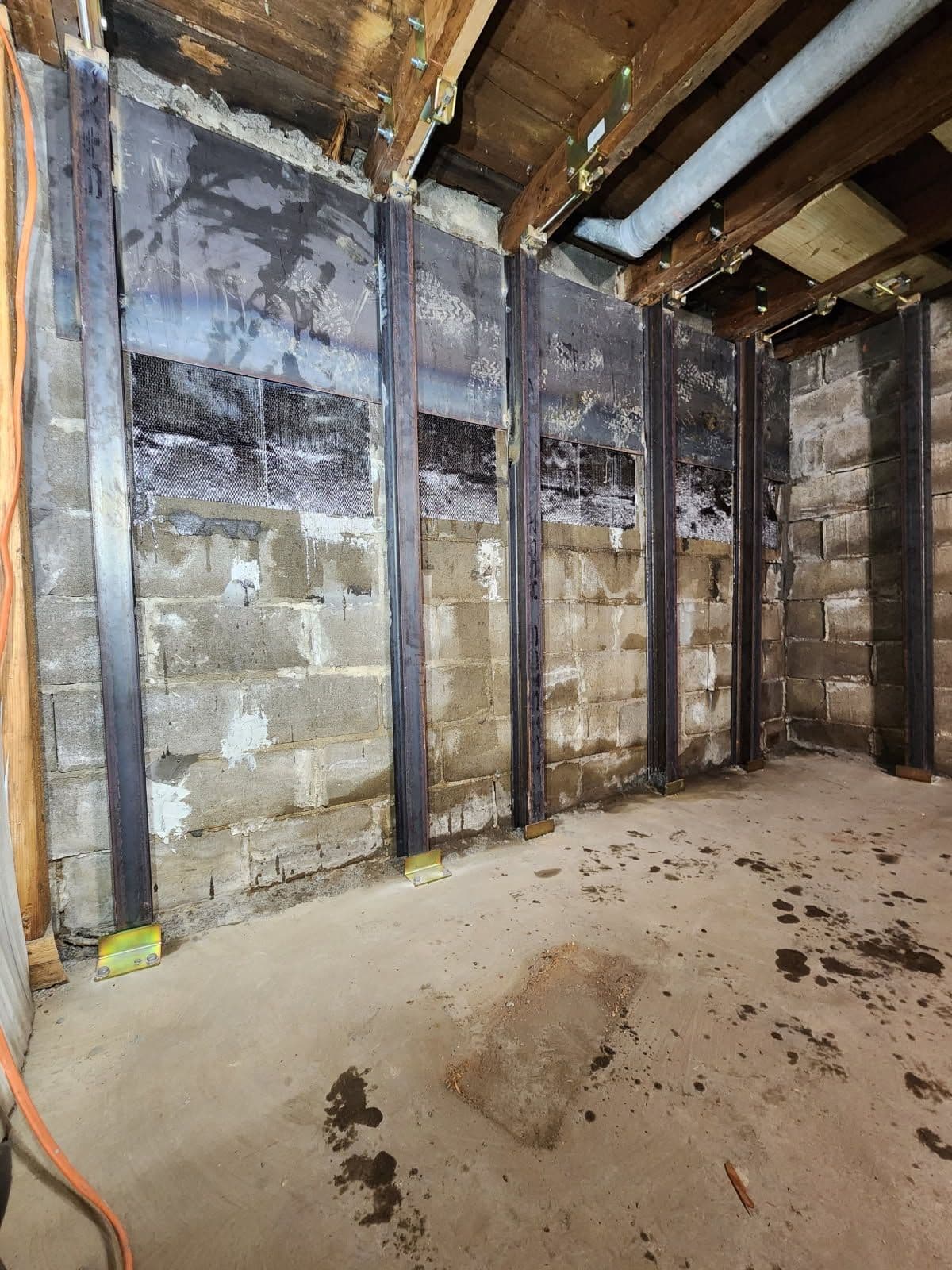 Steel Beams Installed for Bowing Wall Repair image